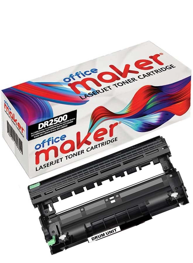 Office Maker DR-2500 With Update Chip Drum Unit Is Compatible with Brother HL-L2400D HL-L2460DN HL-L2461DW DCP-L2600D DCP-L2625DW DCP-L2640DW MFC-L2805DW MFC-L2885DW (DR-2500 Black) - Image 1